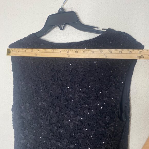 Connected Apparel Black Sequin Dress Size 12 Elegant NYE Holiday Party Occasion - Picture 7 of 12